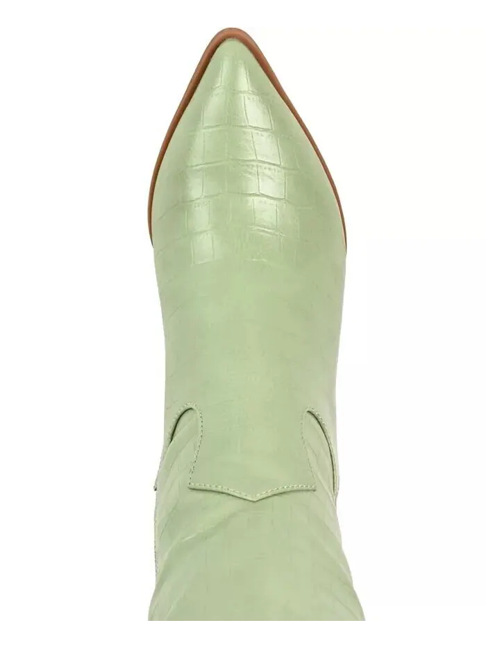 Женские сапоги Therese Extra Wide Calf на блочном каблуке до колена Journee Collection — изображение 4 из 6, зеленый