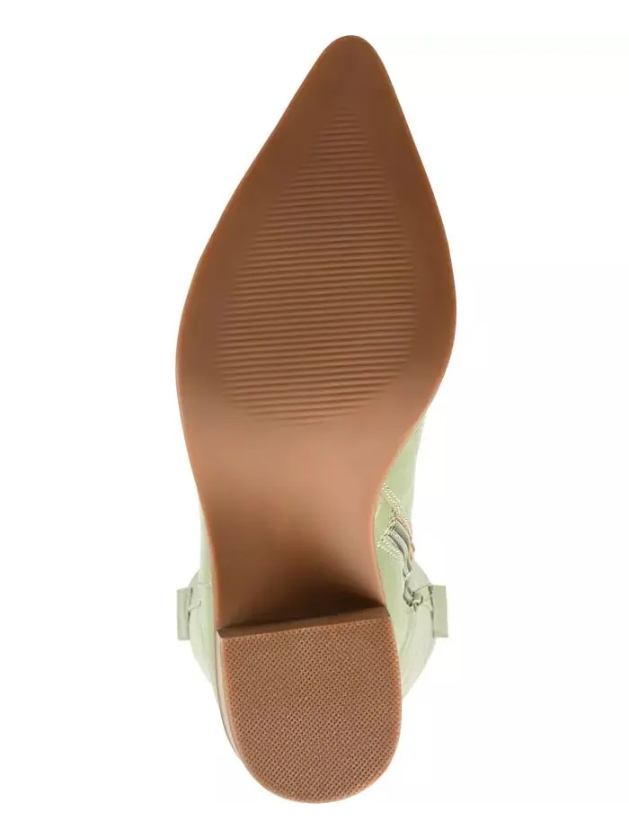 Женские сапоги Therese Extra Wide Calf на блочном каблуке до колена Journee Collection — изображение 5 из 6, зеленый