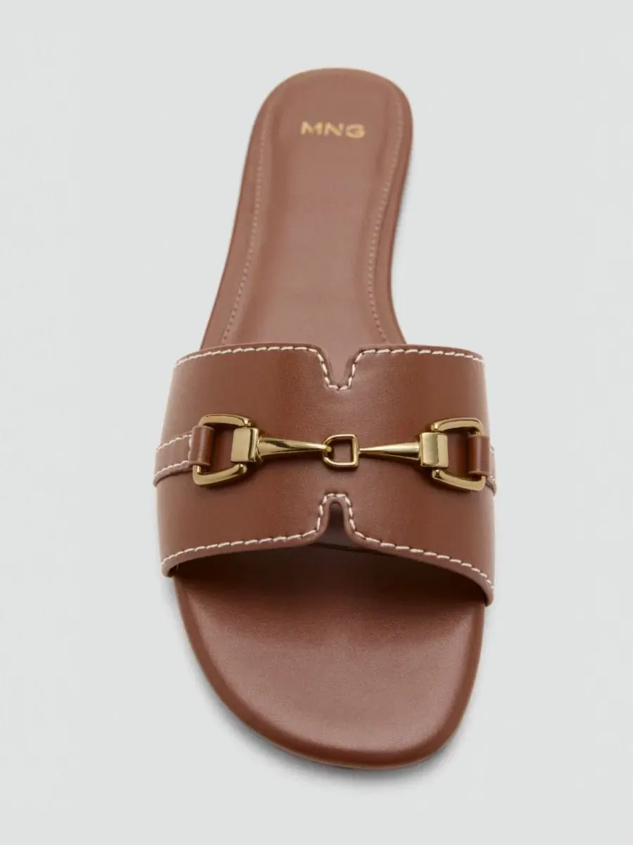 Женские босоножки с металлическими ремешками MANGO — изображение 5 из 5, кожаный