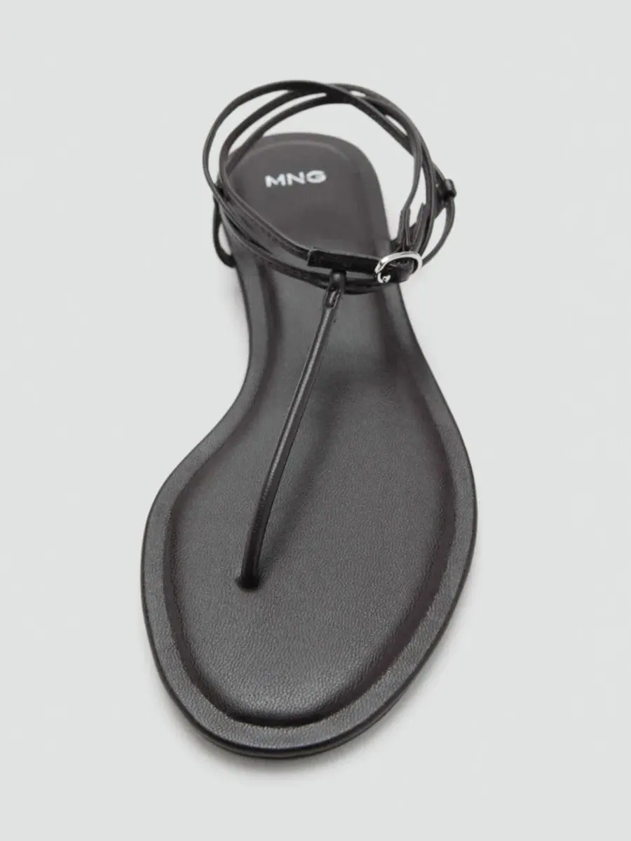 Женские босоножки с ремешками, модель Flat Strappy Sandals MANGO — изображение 4 из 5, шоколад