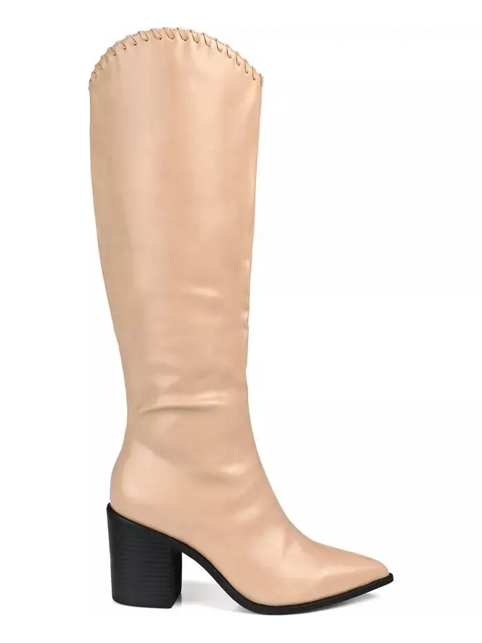 Женские сапоги Daria Extra Wide Calf Western Journee Collection — изображение 2 из 5, бежевый
