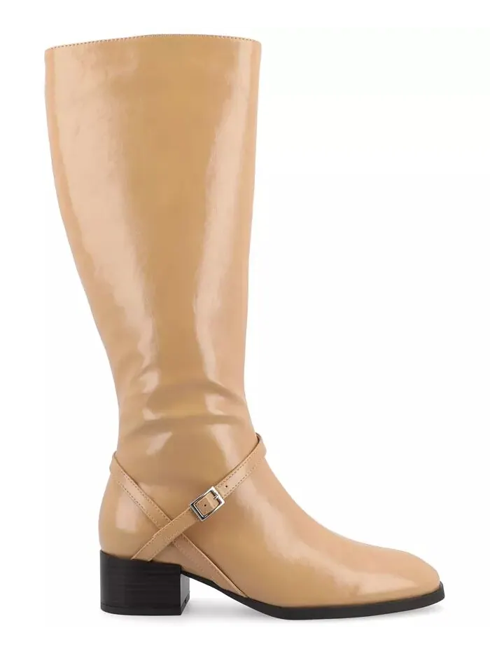 Женские сапоги для верховой езды Rhianah Wide Width Block Heel до колена Journee Collection — изображение 2 из 8, бежевый