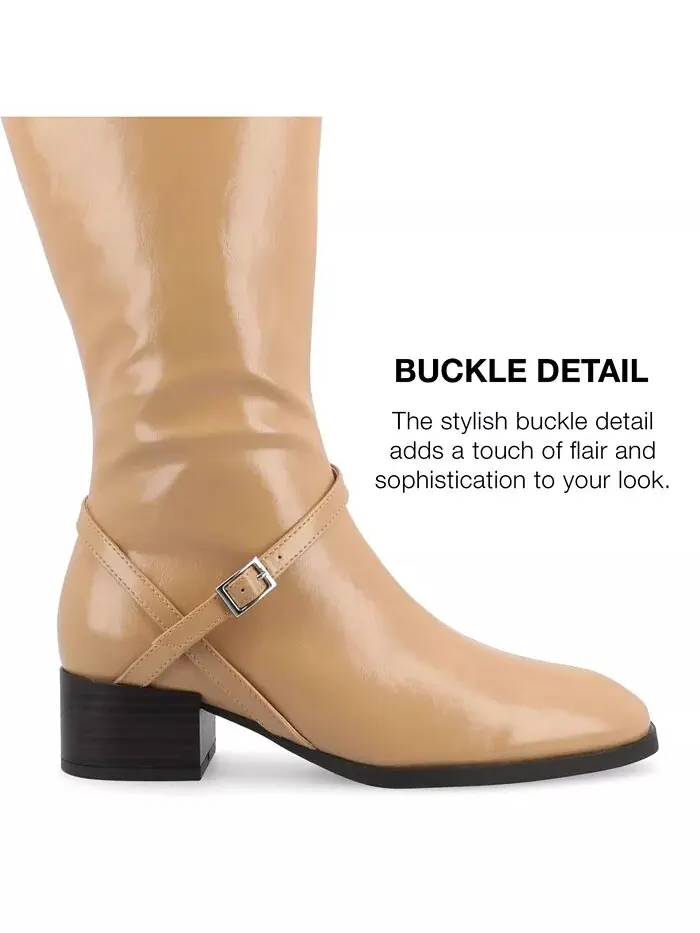 Женские сапоги для верховой езды Rhianah Wide Width Block Heel до колена Journee Collection — изображение 7 из 8, бежевый
