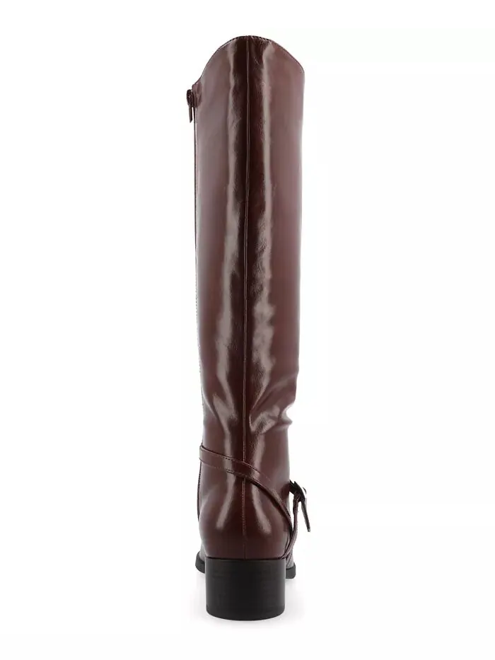 Женские сапоги для верховой езды Rhianah Wide Width Block Heel до колена Journee Collection — изображение 3 из 8, коричневый