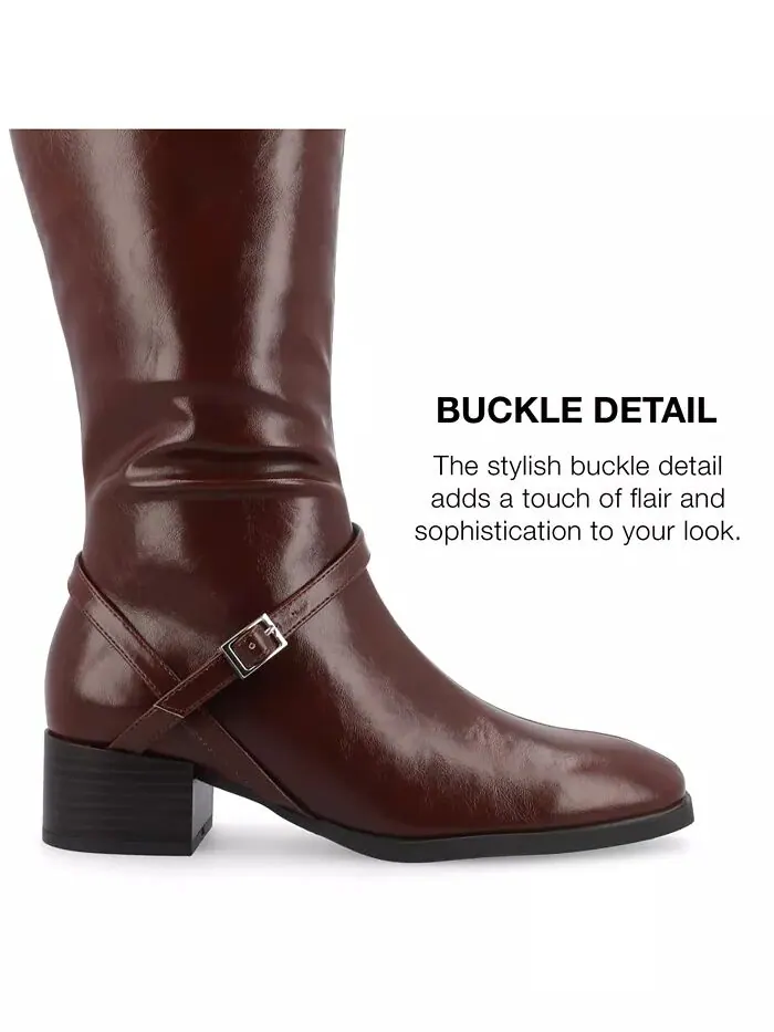 Женские сапоги для верховой езды Rhianah Wide Width Block Heel до колена Journee Collection — изображение 7 из 8, коричневый