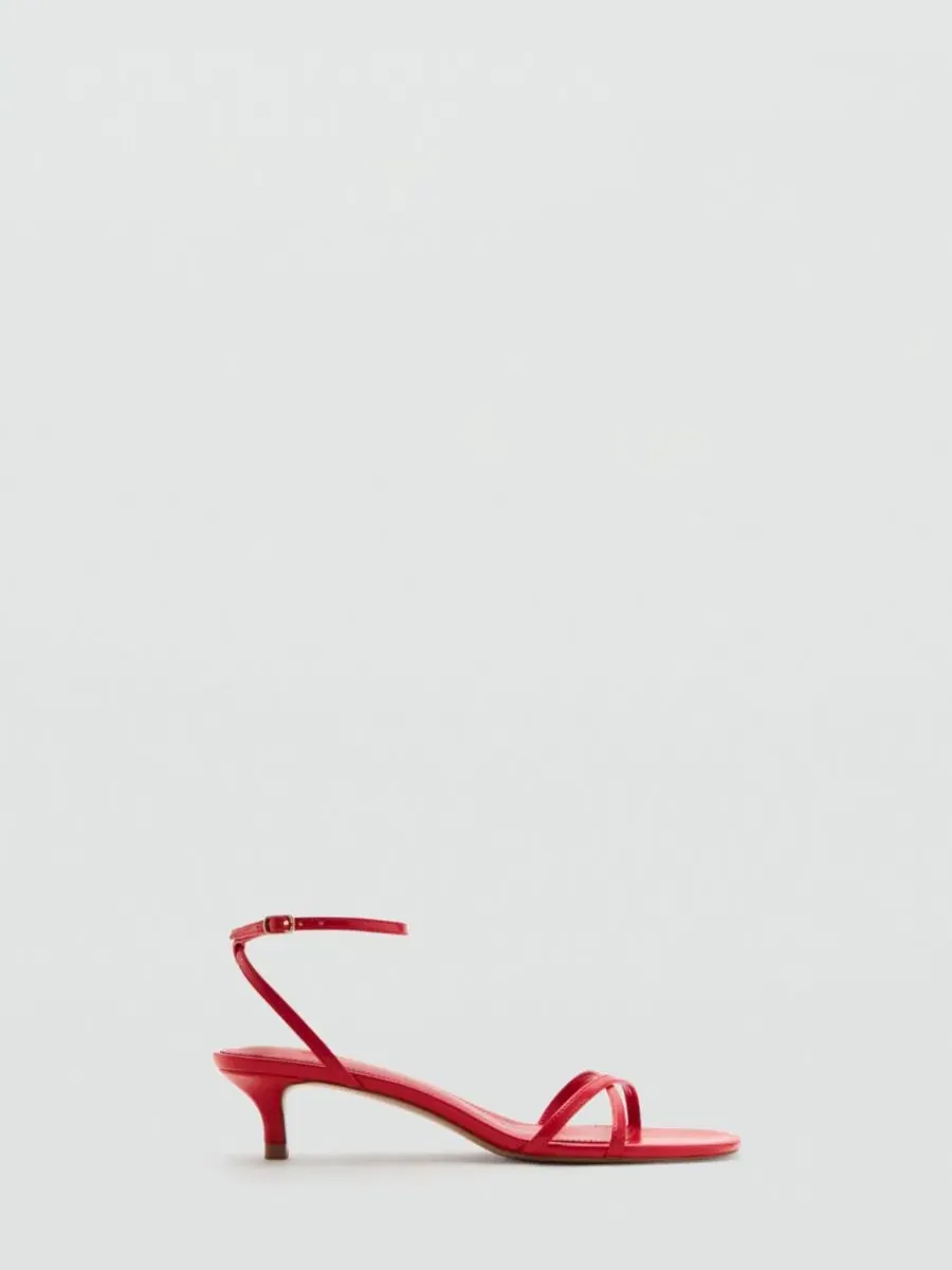 Босоножки на каблуке с перекрестными ремешками Criss-Cross Straps Sandals MANGO — изображение 5 из 9, ванильный