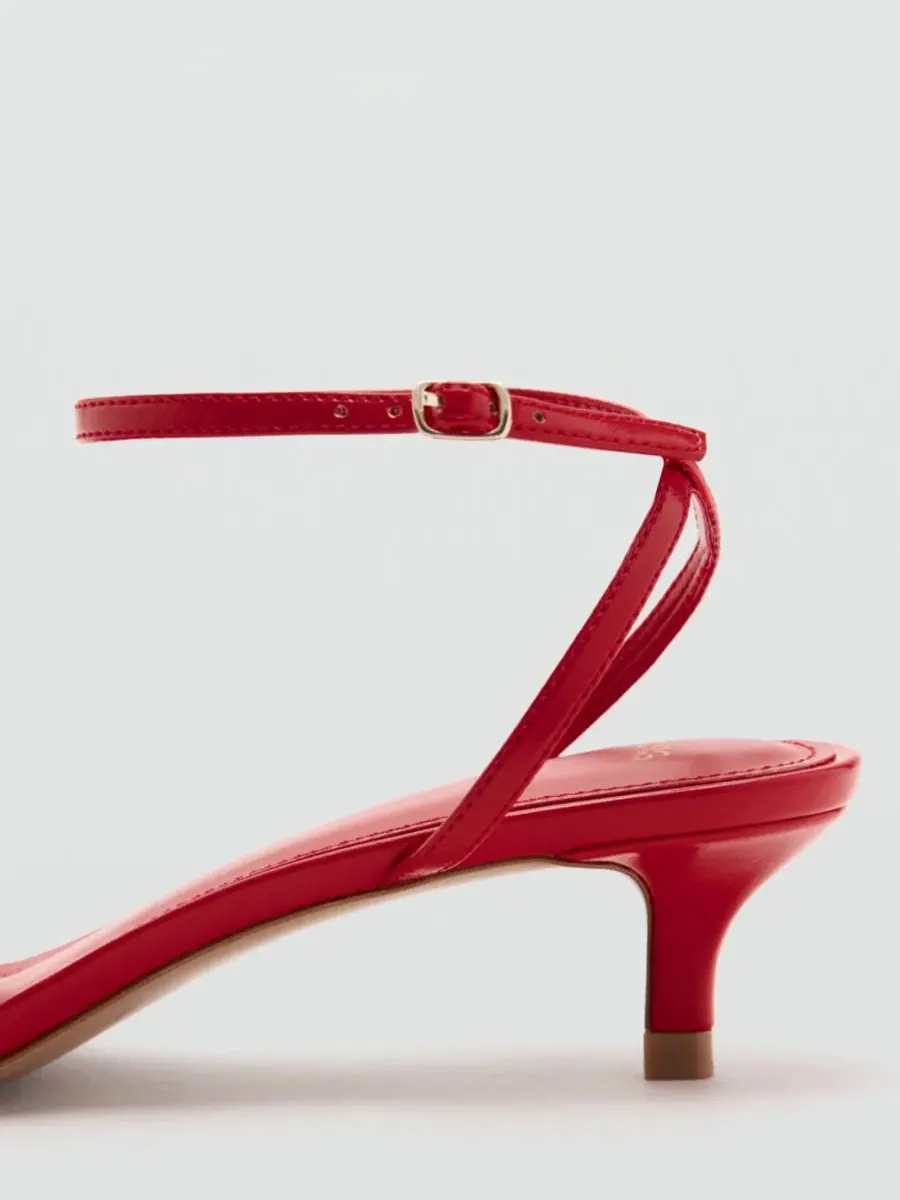 Босоножки на каблуке с перекрестными ремешками Criss-Cross Straps Sandals MANGO — изображение 8 из 9, ванильный