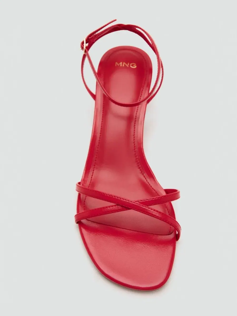 Босоножки на каблуке с перекрестными ремешками Criss-Cross Straps Sandals MANGO — изображение 9 из 9, ванильный