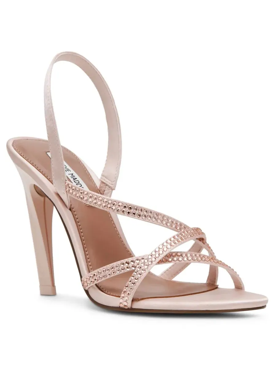 Босоножки-сленгбэки на каблуке-шпильке с круглым носком Steve Madden, Blush Rhinestone