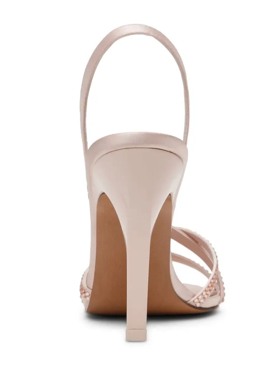 Босоножки-сленгбэки на каблуке-шпильке с круглым носком Steve Madden, Blush Rhinestone — изображение 3 из 6
