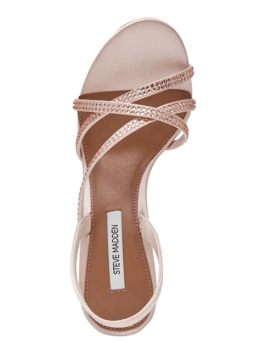 Босоножки-сленгбэки на каблуке-шпильке с круглым носком Steve Madden, Blush Rhinestone — изображение 4 из 6