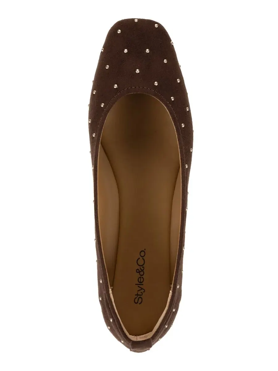 Женские туфли-лодочки Brookee Slip-On Studded Flats Style & Co — изображение 4 из 5, кофейный