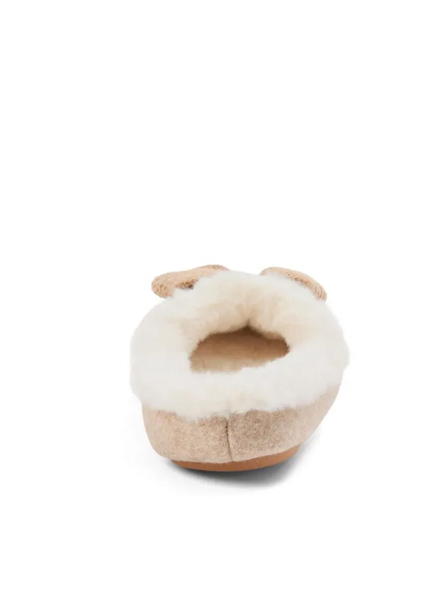 Женские тапочки-клоги с бантом Josie Knit Clog Slipper с бантом Dearfoams — изображение 3 из 9, бежевый
