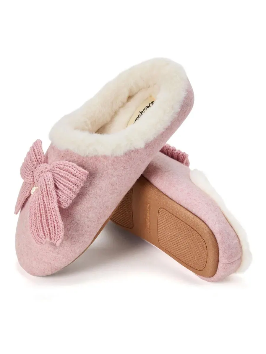 Женские тапочки-клоги Josie Knit Clog Slipper с бантом Dearfoams — изображение 7 из 9, мавент