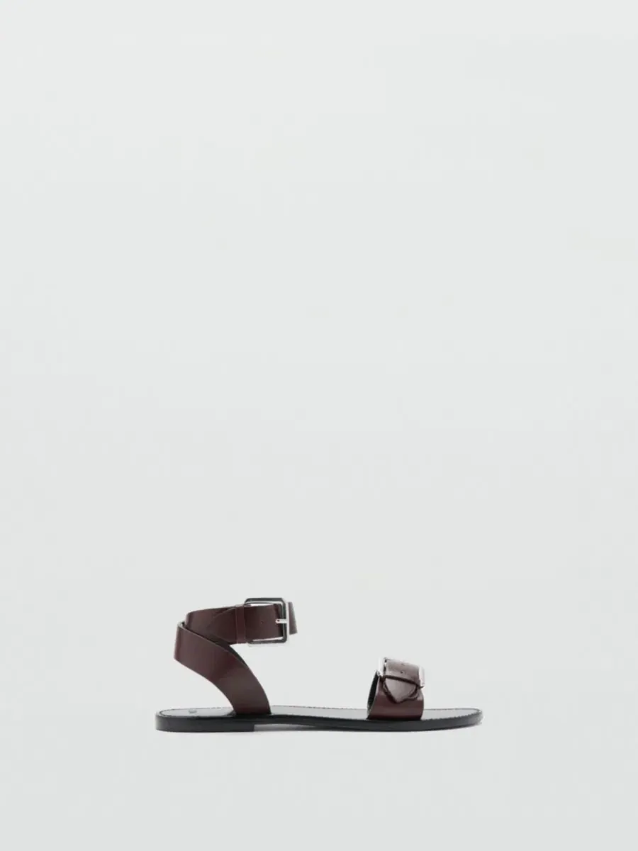 Женские кожаные сандалии с пряжкой Mango