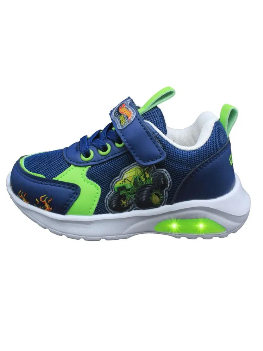 Кроссовки с подсветкой Hot Wheels Monster Trucks — изображение 4 из 7, синий зеленый