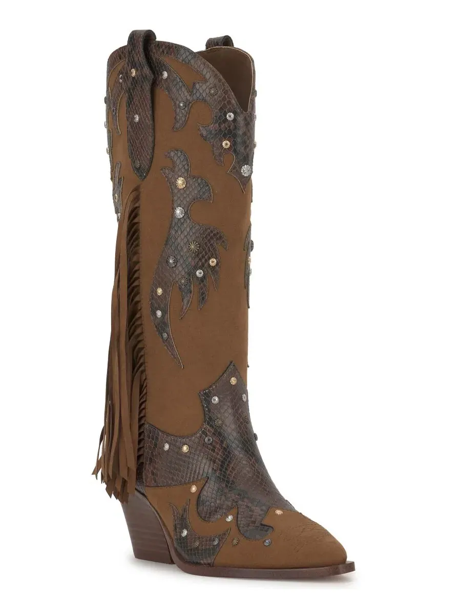 Женские ковбойские сапоги Piarin Tall Fringe Western Jessica Simpson, Light Hickory Suede