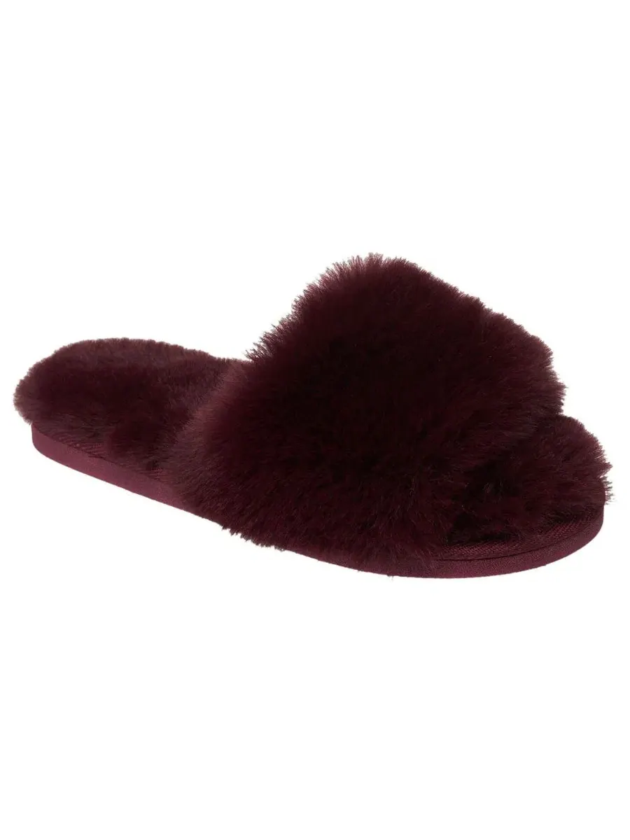 Женские тапочки-слайды с искусственным мехом, открытый носок Nine West — изображение 1 из 6, фиолетовый
