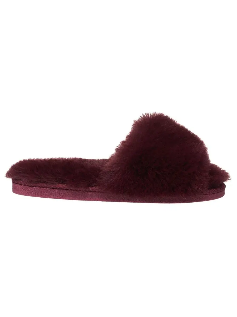 Женские тапочки-слайды с искусственным мехом, открытый носок Nine West — изображение 2 из 6, фиолетовый