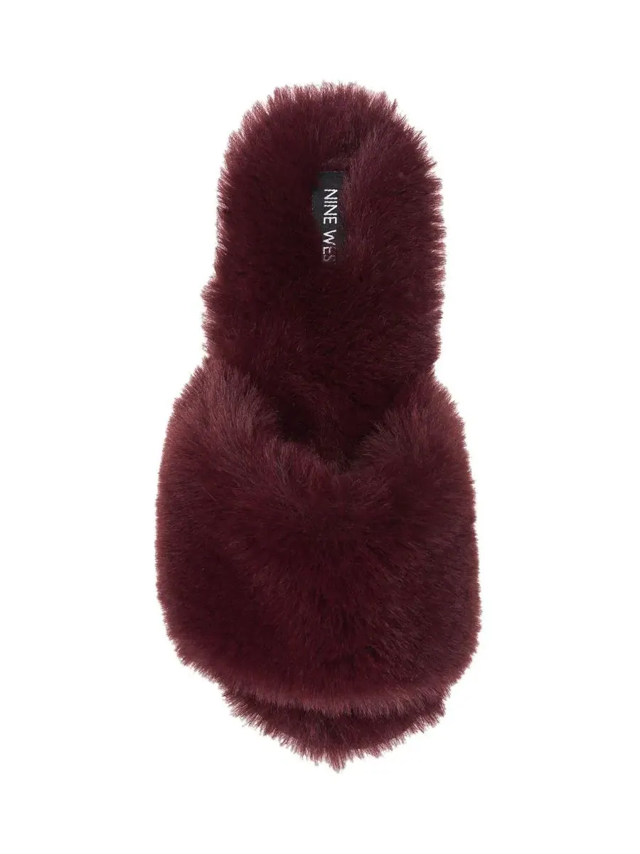 Женские тапочки-слайды с искусственным мехом, открытый носок Nine West — изображение 5 из 6, фиолетовый