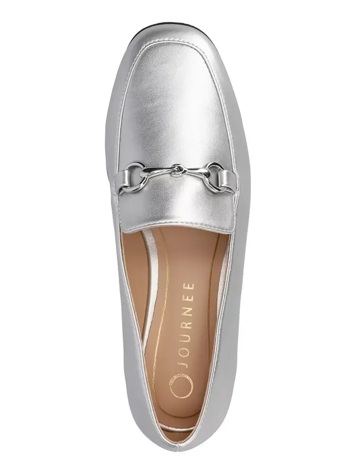 Женские лоферы Lacie Slide Op с зауженным носком Journee Collection — изображение 4 из 6, серебряный