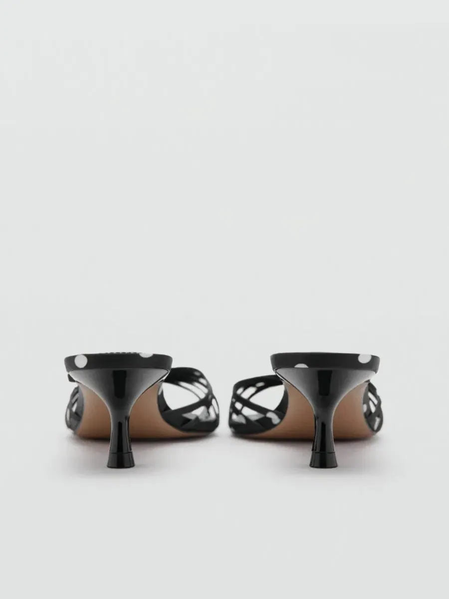 Босоножки на каблуке с бантом, Polka-Dot Heeled Sandals MANGO — изображение 2 из 3, черный