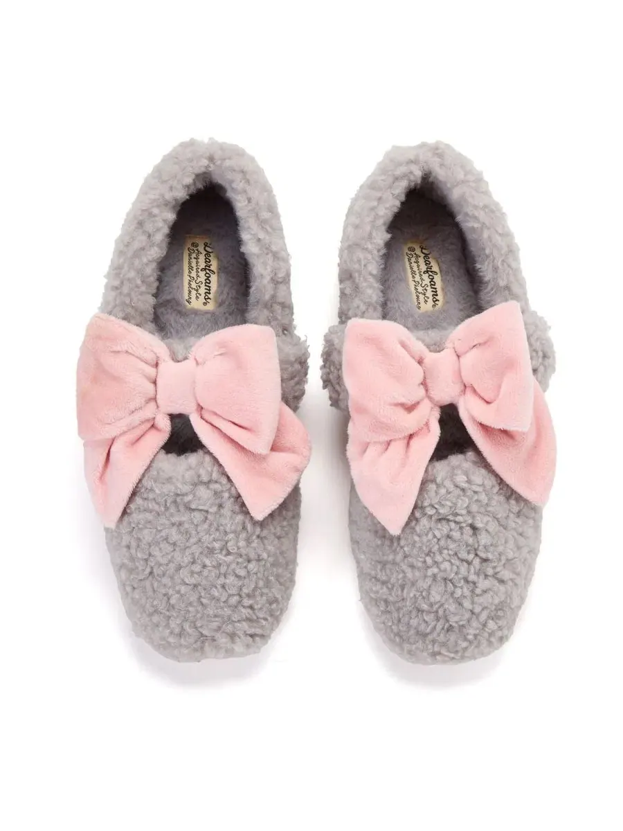 Женские тапочки Pennie Maryjane с бантом Dearfoams — изображение 3 из 8, серый