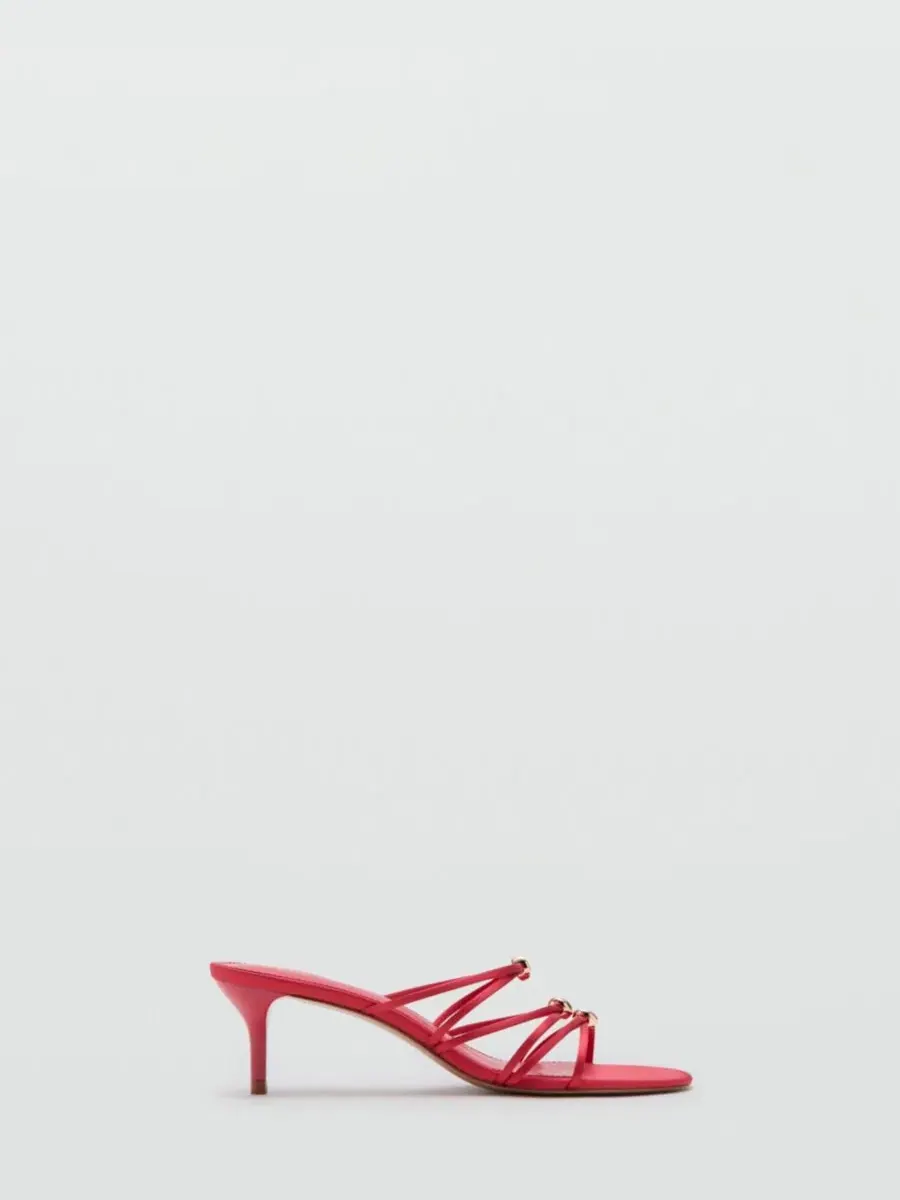 Босоножки на каблуке с ремешками, модель Satin Strap Heeled Sandal MANGO