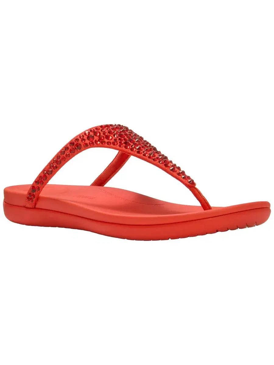 Сандалии-клины с кристаллами Solay Mixed-Crystal Wedge Sandals FitFlop, Cherry Tomato