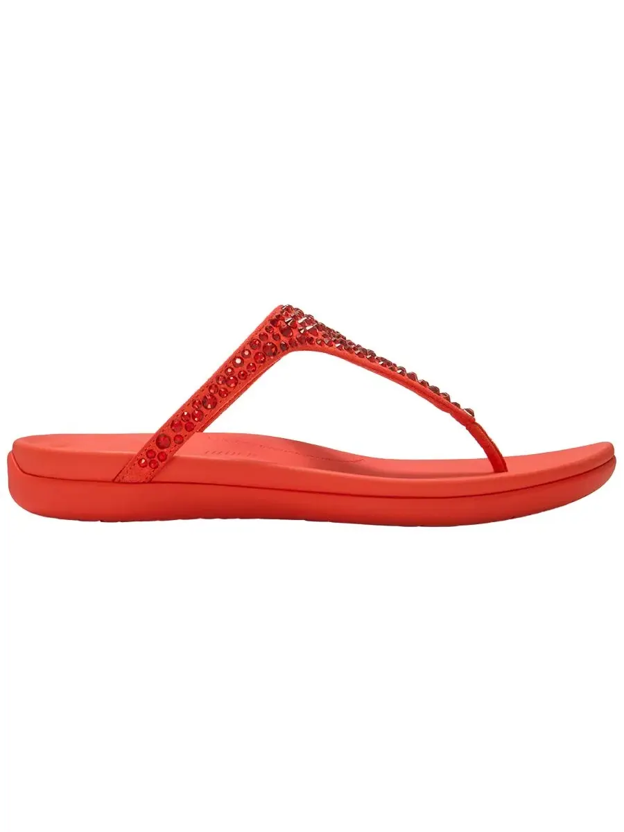 Сандалии-клины с кристаллами Solay Mixed-Crystal Wedge Sandals FitFlop, Cherry Tomato — изображение 2 из 6