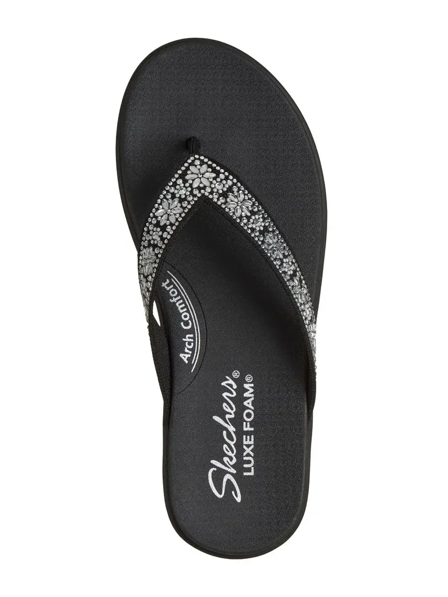 Женские сандалии-шлепанцы Meditation Luxe - Sunny Glow от Finish Line Skechers — изображение 5 из 6, черный