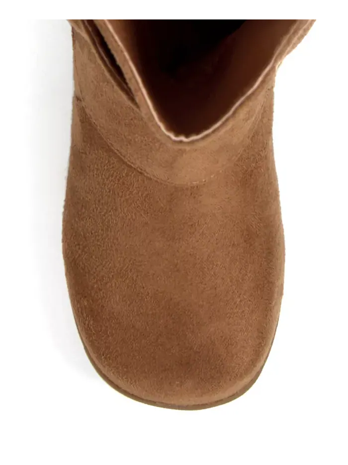 Женские сапоги Jester Wide Calf с плиссировкой и пряжкой на голенище Journee Collection — изображение 3 из 6, бежевый/бежевый