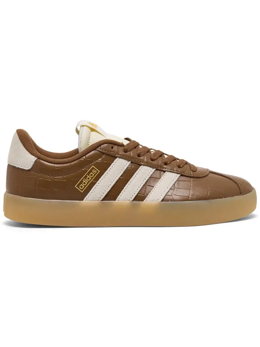 Кроссовки женские VL Court 3.0 с верхом из крокодиловой кожи adidas — изображение 2 из 6, коричневый кремовый