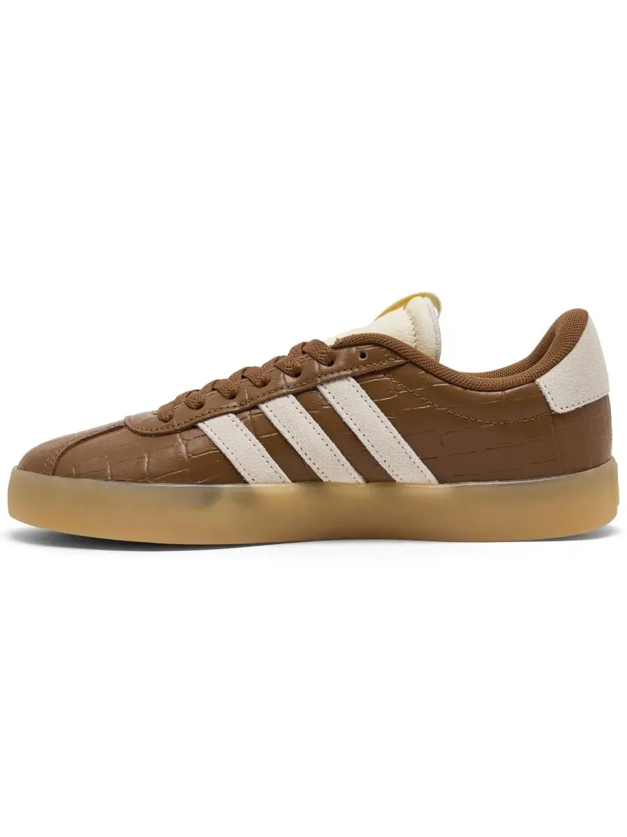 Кроссовки женские VL Court 3.0 с верхом из крокодиловой кожи adidas — изображение 3 из 6, коричневый кремовый