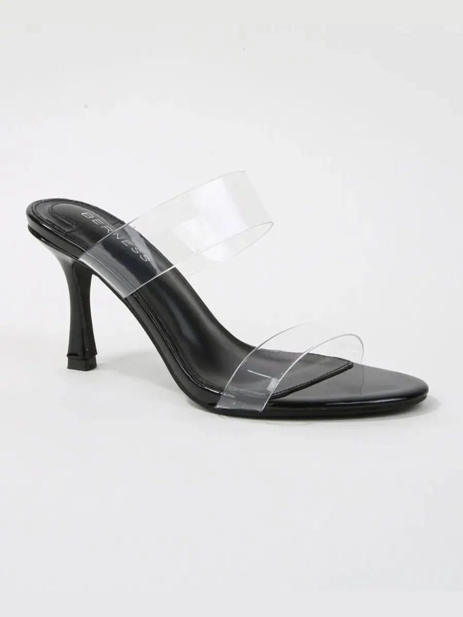 Босоножки на каблуке с прозрачными ремешками Calia Clear Strap Heeled Slides BERNESS — изображение 1 из 7, черный
