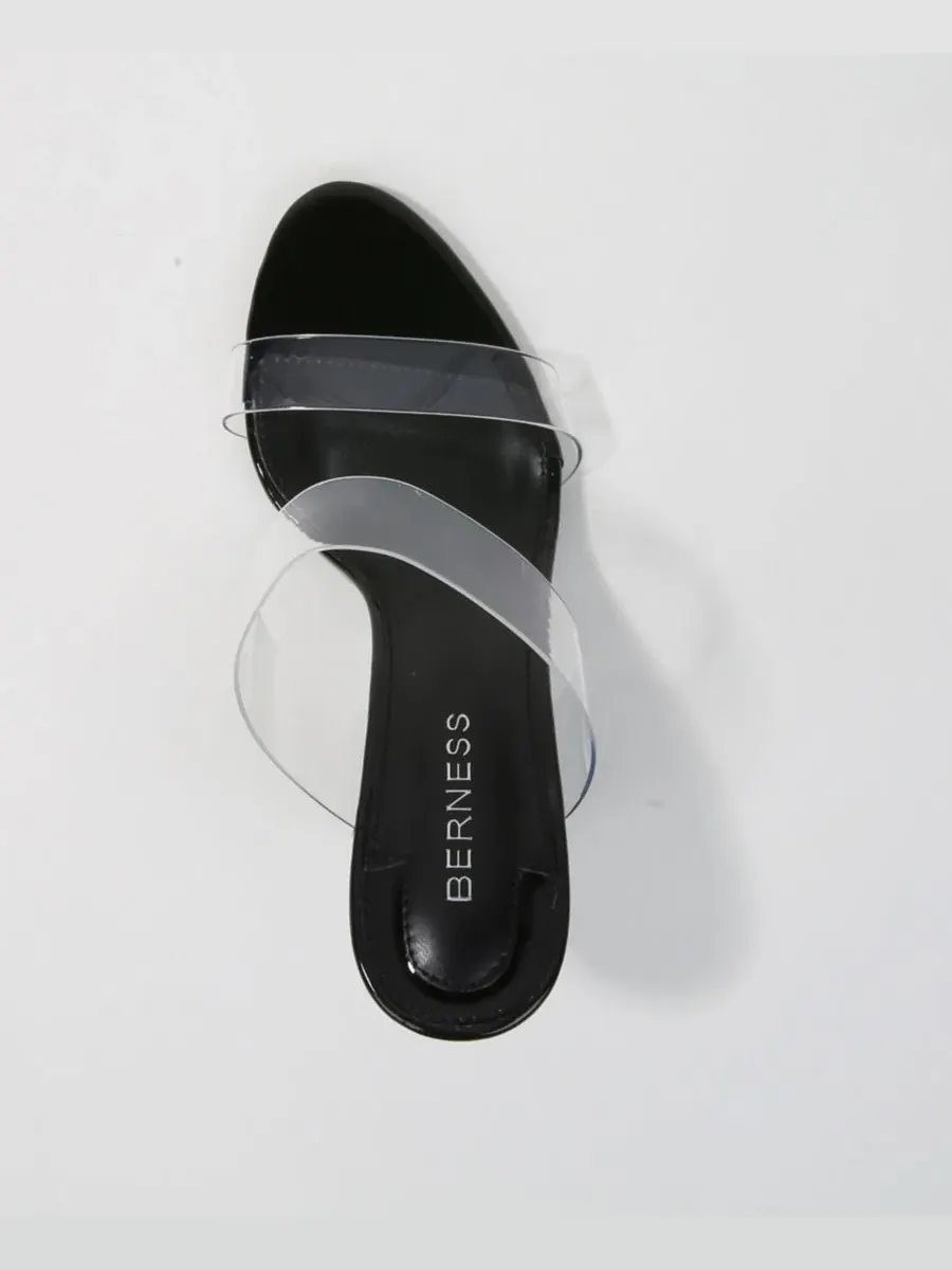 Босоножки на каблуке с прозрачными ремешками Calia Clear Strap Heeled Slides BERNESS — изображение 4 из 7, черный
