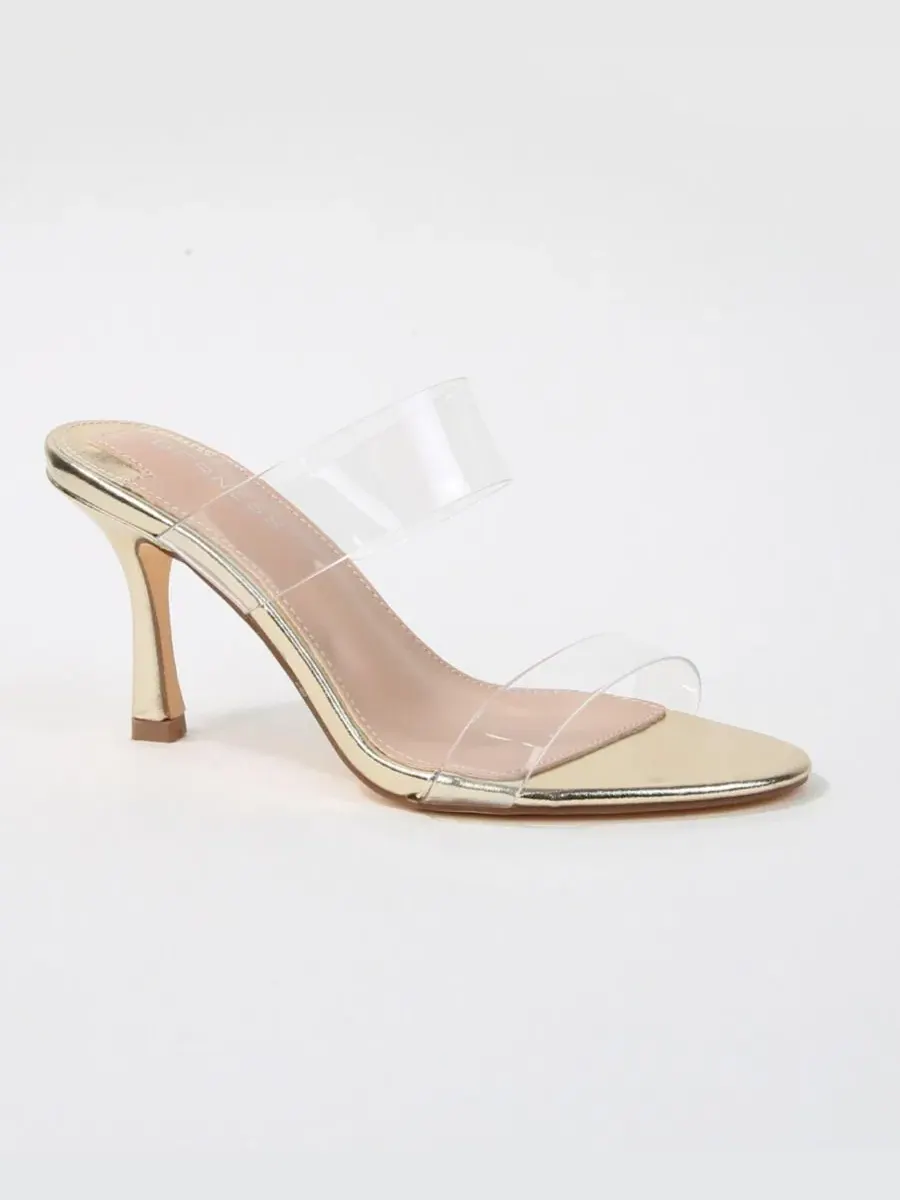 Женские босоножки на каблуке с прозрачными ремешками Calia Clear Strap Heeled Slides BERNESS