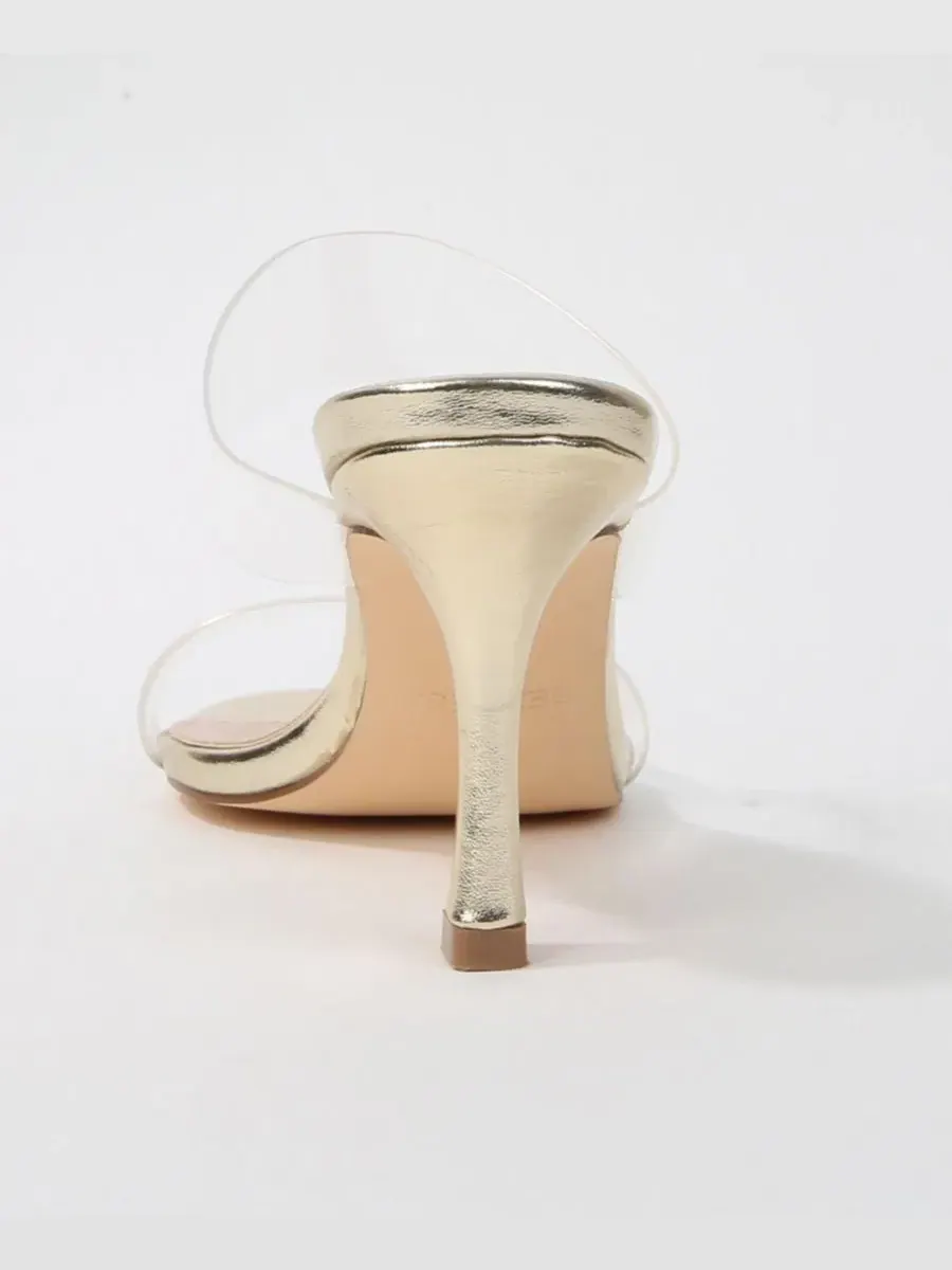 Женские босоножки на каблуке с прозрачными ремешками Calia Clear Strap Heeled Slides BERNESS — изображение 3 из 6, золото