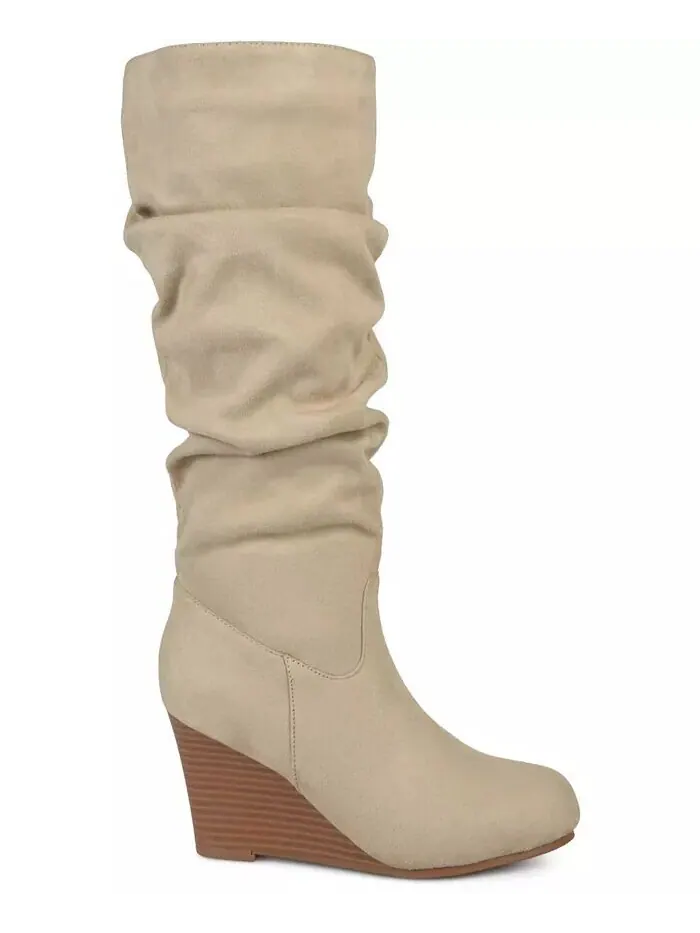 Женские сапоги Haze Wide Calf с оборками и высокой танкеткой Journee Collection — изображение 7 из 7, серый