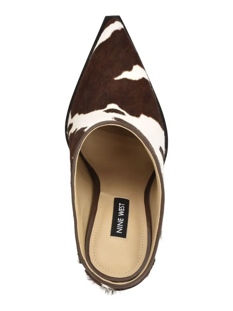 Женские замшевые туфли-мюли на каблуке Reiser Nine West — изображение 4 из 5, коричневый/кремовый