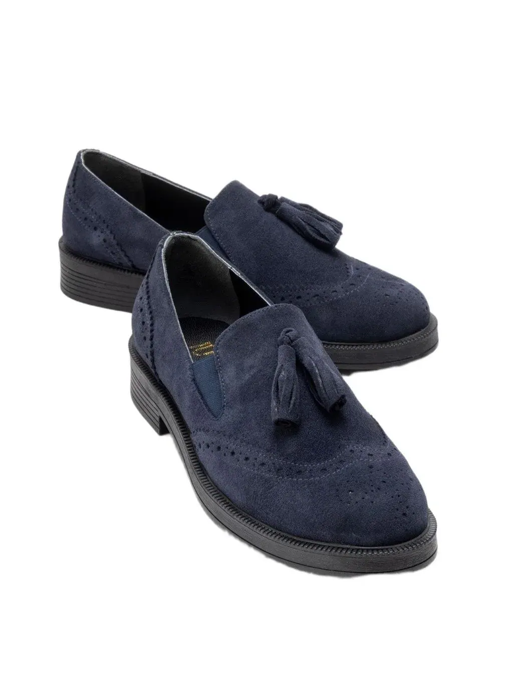Женские лоферы с кисточками из замши Alex Forever & Always Shoes — изображение 2 из 6, темно-синий