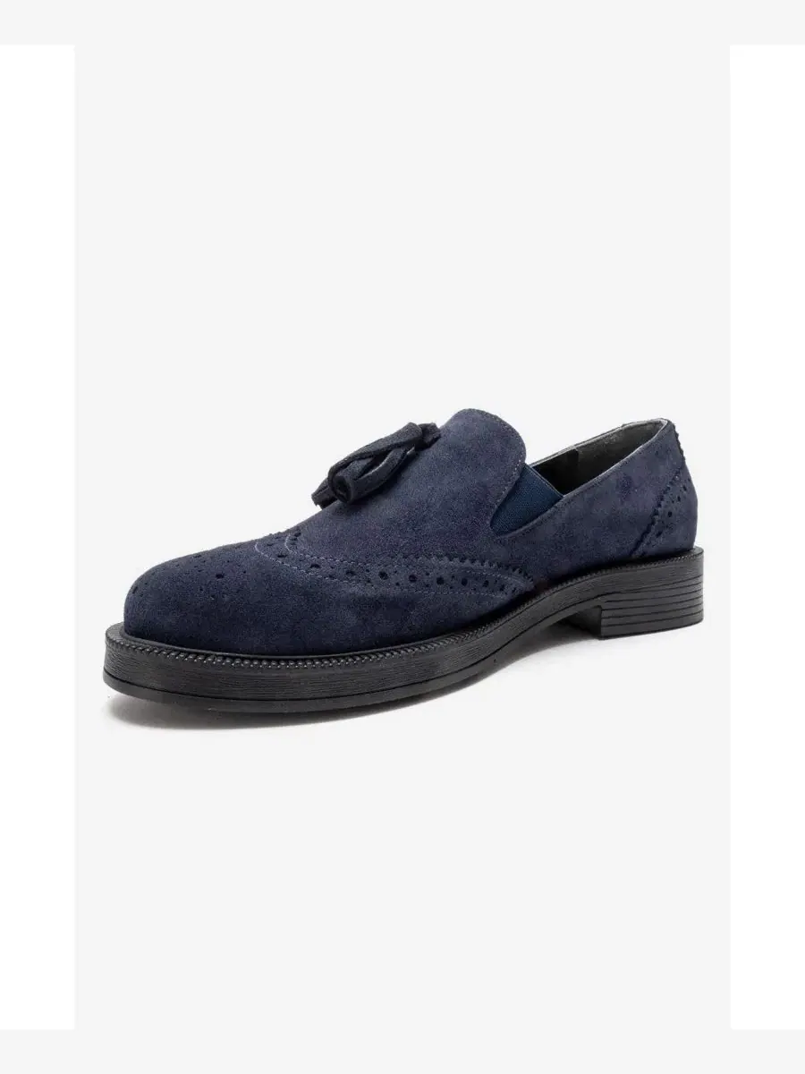 Женские лоферы с кисточками из замши Alex Forever & Always Shoes — изображение 5 из 6, темно-синий