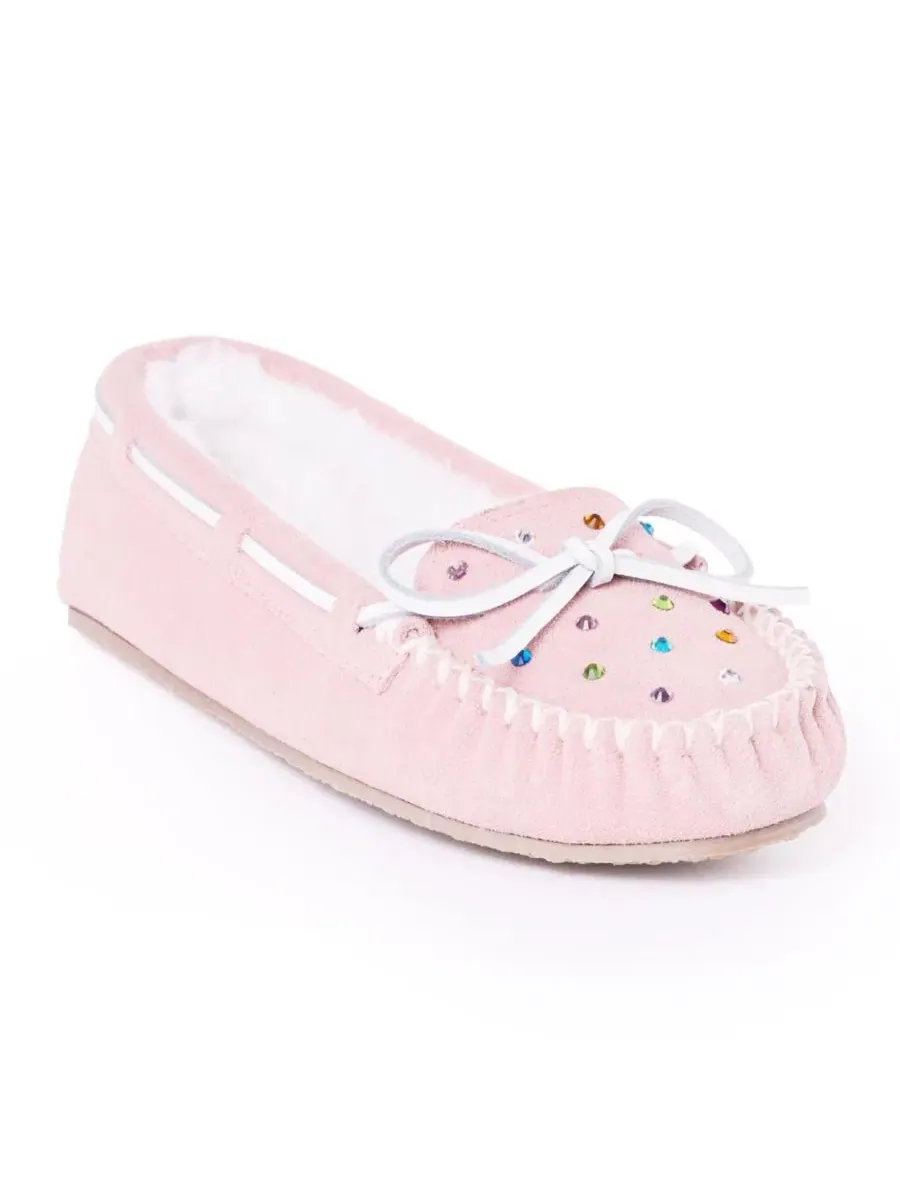 Женские тапочки Cally Rhinestone Suede Minnetonka