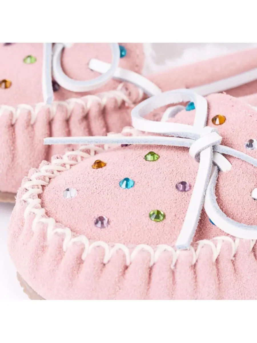 Женские тапочки Cally Rhinestone Suede Minnetonka — изображение 4 из 7, пудровый розовый