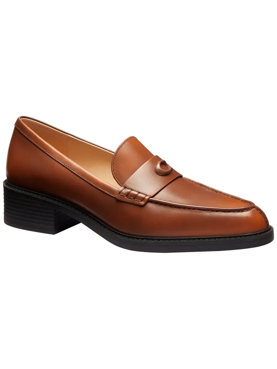 Женские лоферы с острым мысом, кожаные, на каблуке COACH, Saddle Loved Leather