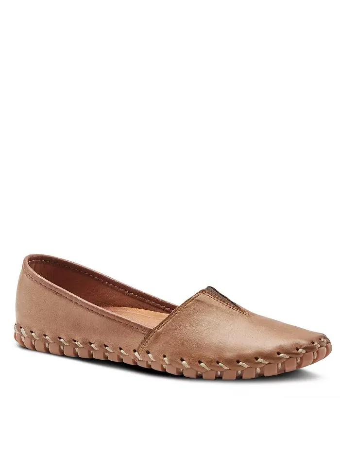 Туфли Kathaleta Leather Slip-On Comfort Flats с V-образной эластичной выемкой, поддержкой свода