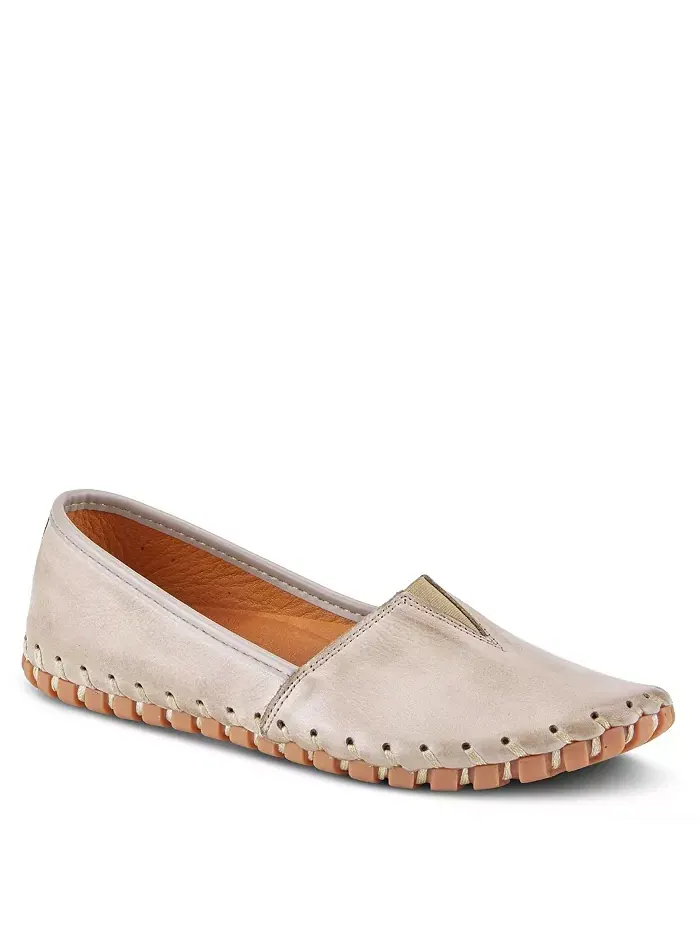 Туфли Kathaleta Leather Slip-On Comfort Flats с V-образной эластичной выемкой, поддержкой свода