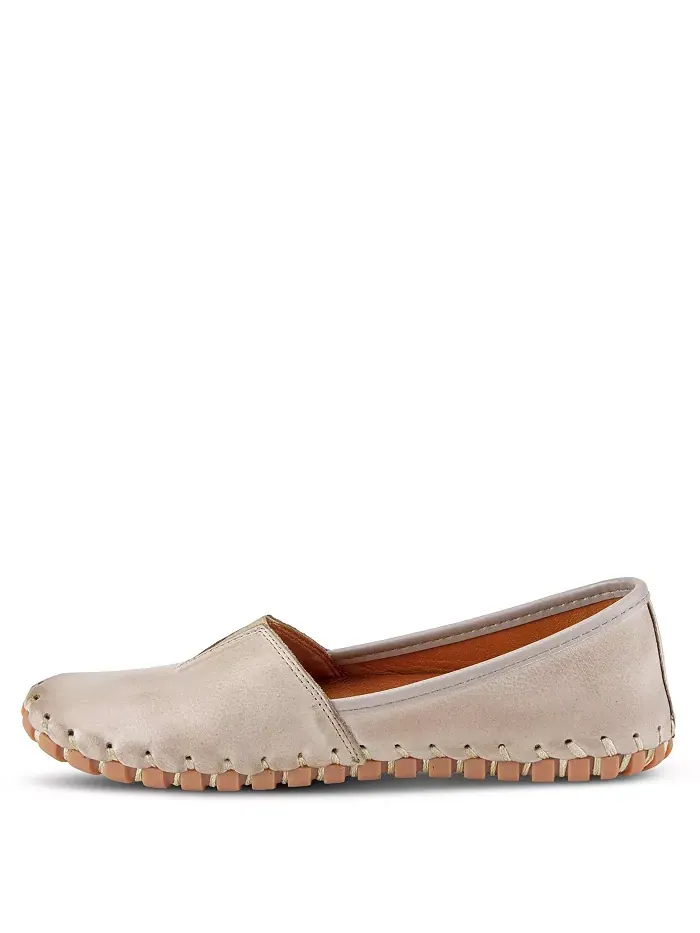 Туфли Kathaleta Leather Slip-On Comfort Flats с V-образной эластичной выемкой, поддержкой свода — изображение 3 из 6, серый
