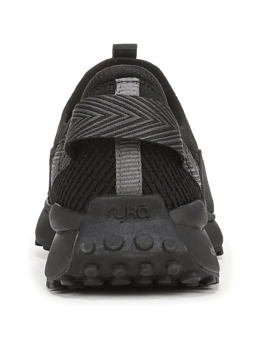 Женские слипоны из сетки с плоской подошвой Jumpstart Knit Running Inspired Ryka — изображение 3 из 5, черный/черный