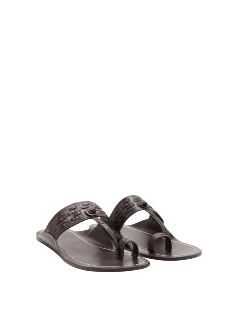 Сандалии Leather Sandal With Stitch Detail MANGO
